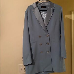 Fashion Nova Steel Blue Blazer with Silver Buttons